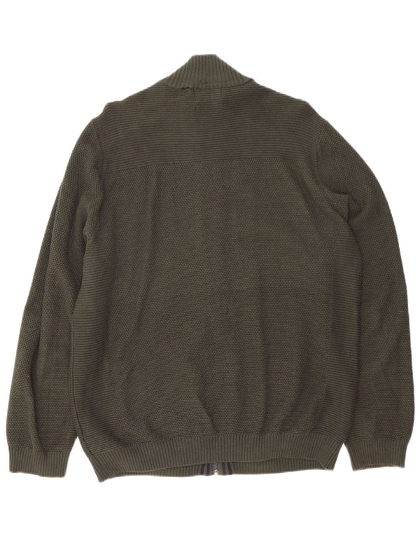 Suéter cardigã masculino Marks & Spencer grande algodão verde