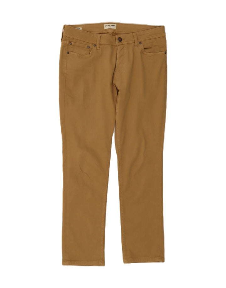JACK & JONES Mens Slim Casual Trousers W32 L30 Brown Cotton Vintage Jack & Jones and Second-Hand Jack & Jones from Messina Hembry 