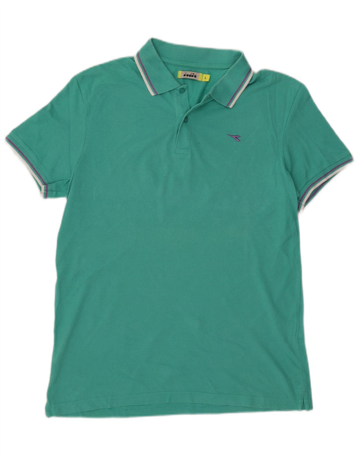 Camisa polo masculina Diadora grande algodão turquesa