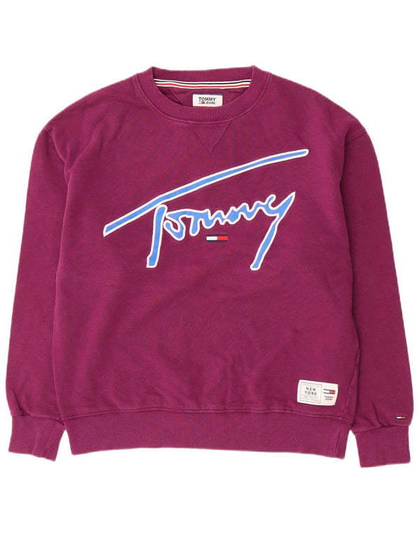 Tommy Hilfiger moletom gráfico masculino jumper pequeno algodão roxo