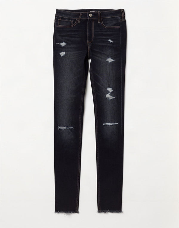 Jeans skinny femininos Hollister US 3 XS W26 L30 azul marinho