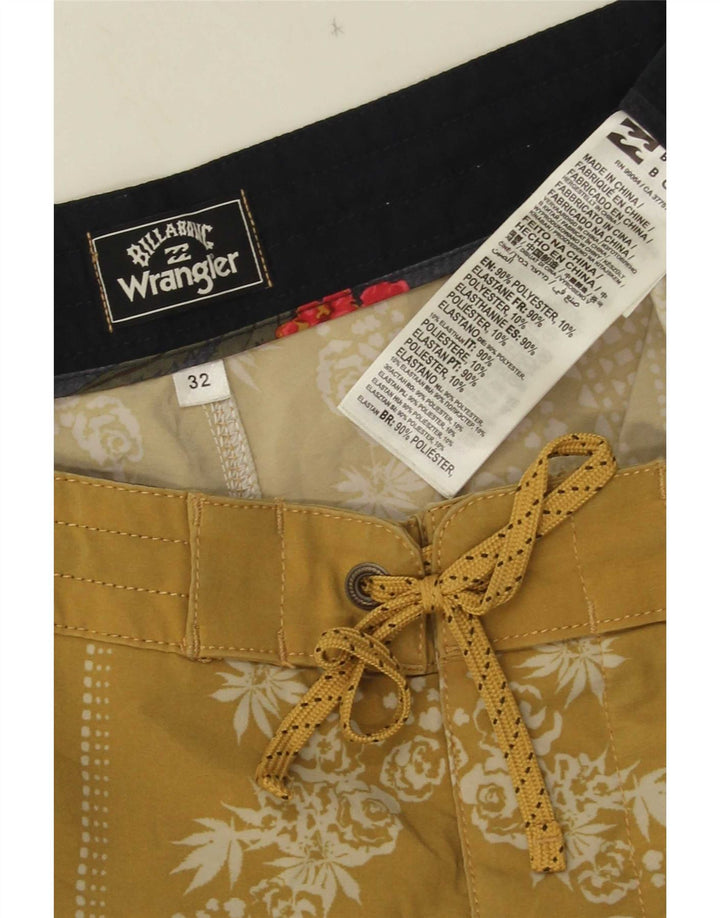 Shorts de natação masculino Wrangler poliéster floral amarelo médio