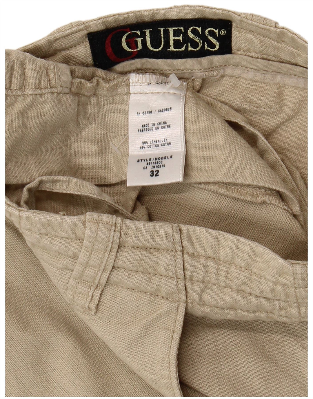Calça chino reta feminina GUESS W32 L32 linho bege