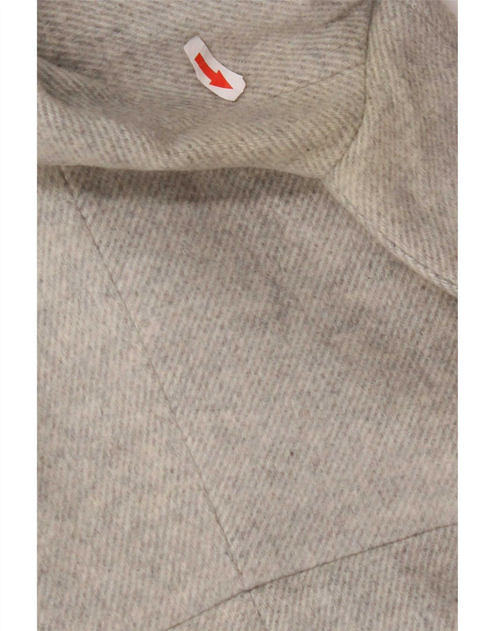 Sobretudo feminino com capuz Zara UK 12 acrílico cinza médio