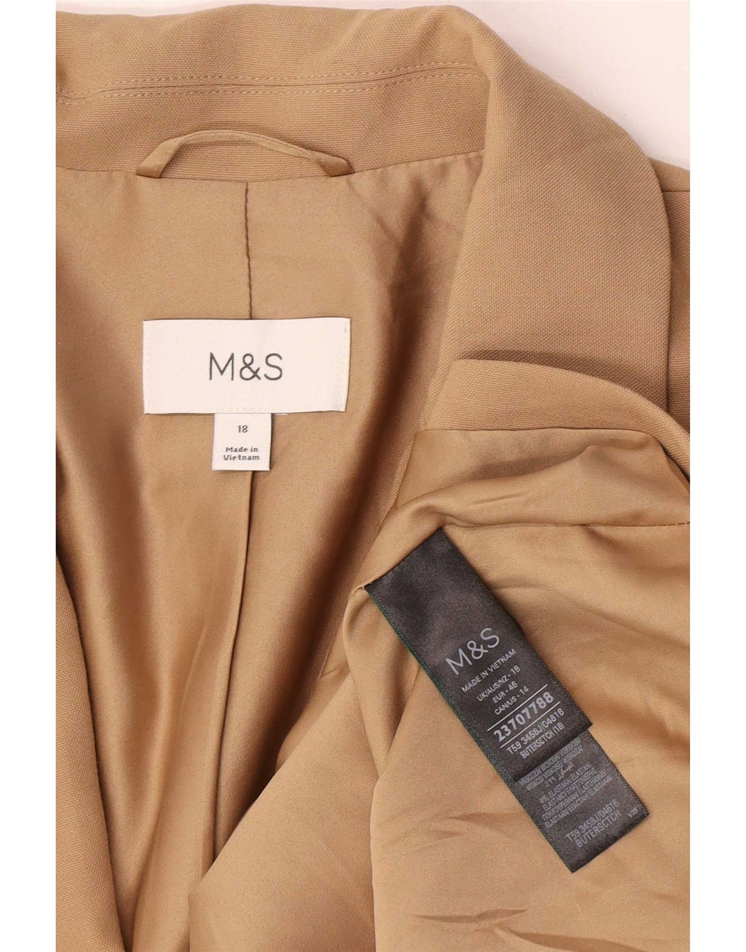 Jaqueta blazer feminina Marks & Spencer com 1 botão Reino Unido 18 XL bege poliéster
