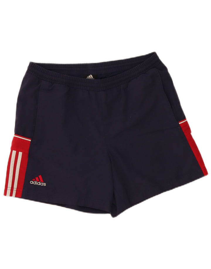 Shorts esportivos masculinos Adidas grande bloco colorido azul marinho