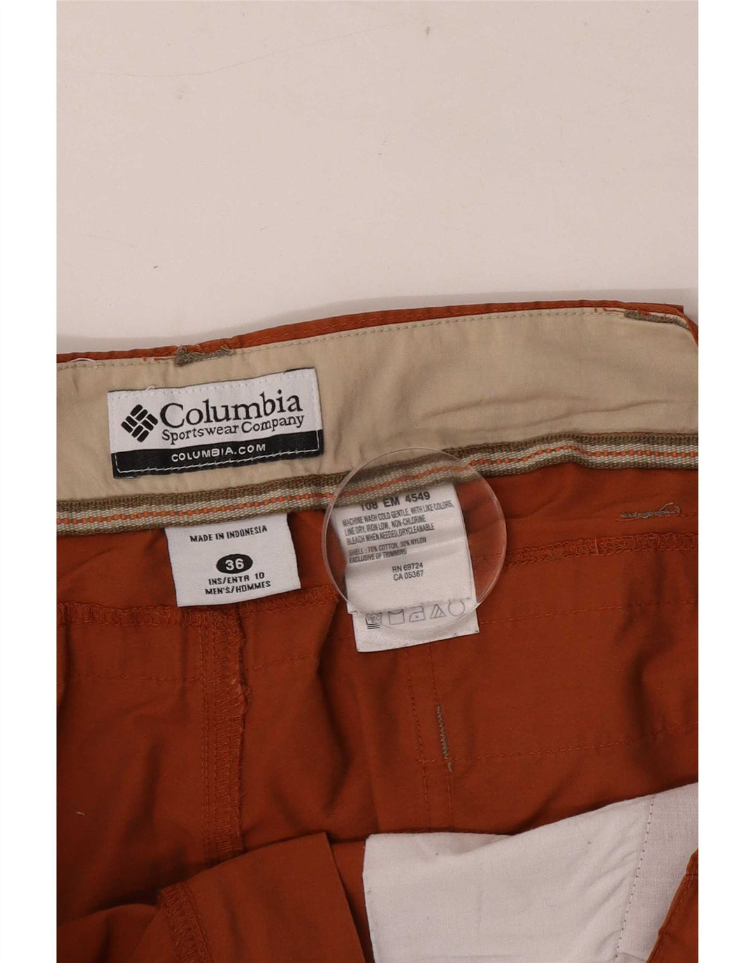 Columbia Mens Cargo Shorts W36 Grande Algodão Marrom