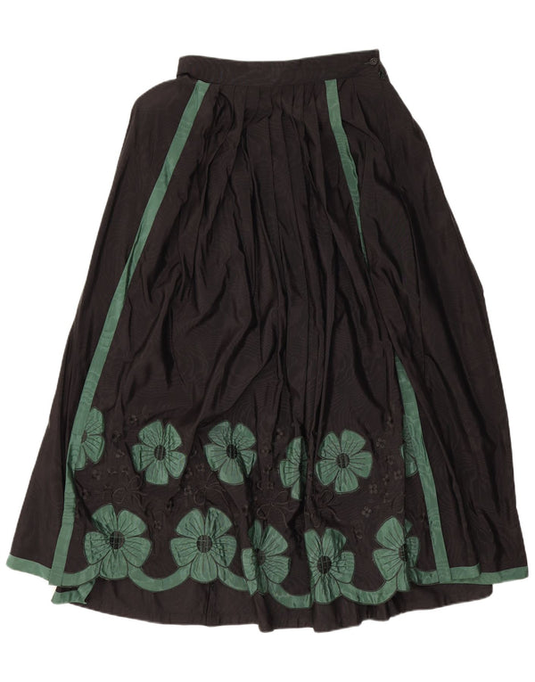 Saia feminina plissada e larga Perry IT 40 pequena W27 viscose floral preta
