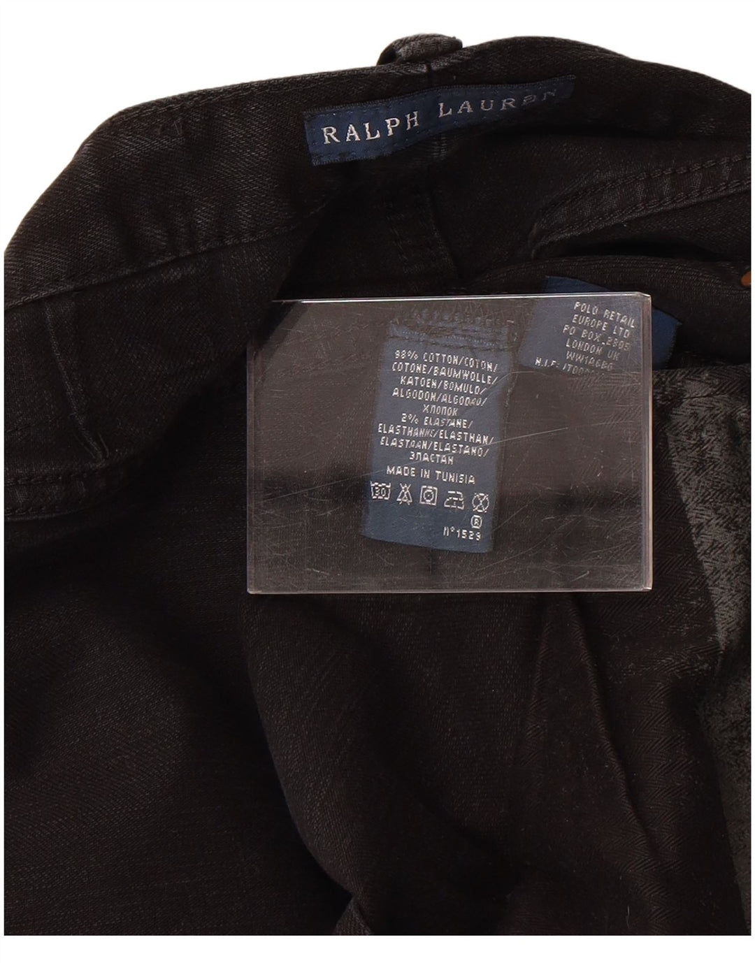 Jeans retos femininos Ralph Lauren W30 L30 algodão preto
