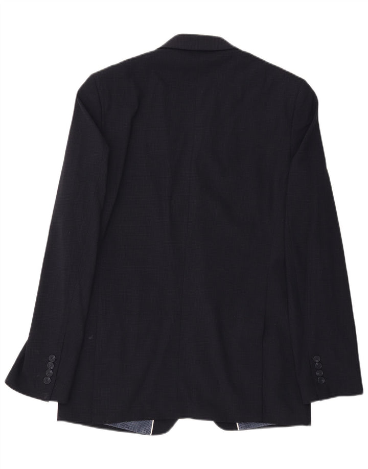 Jaqueta blazer masculina de 2 botões Marks & Spencer Reino Unido 40 grande xadrez azul marinho