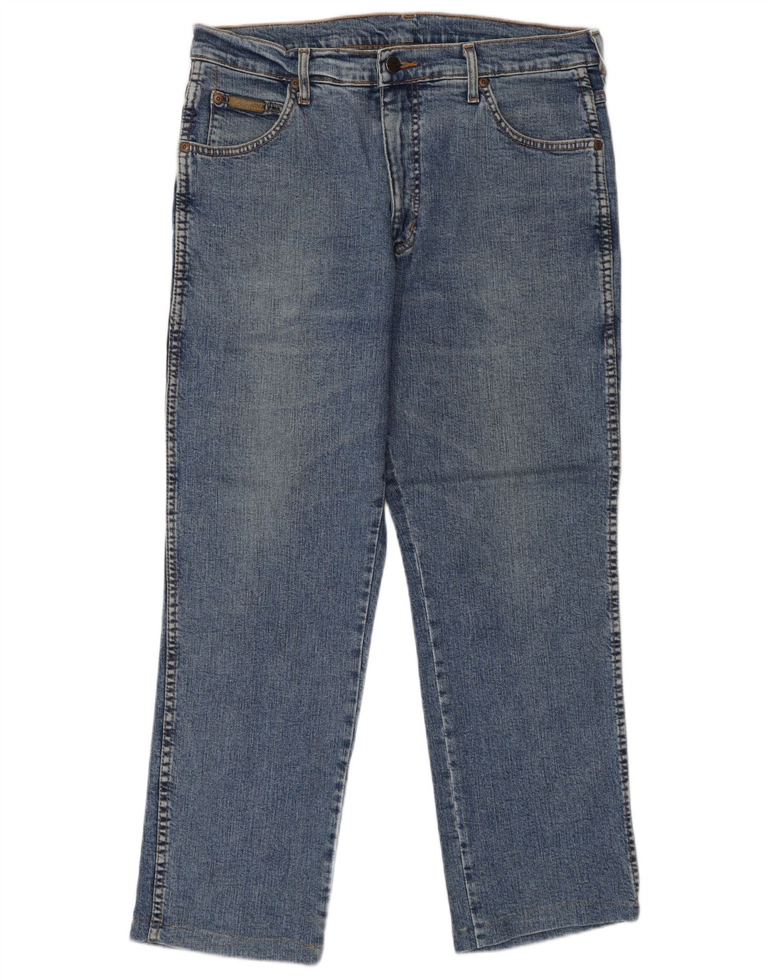 WRANGLER Masculino Texas Straight Jeans W32 L27 Azul Algodão