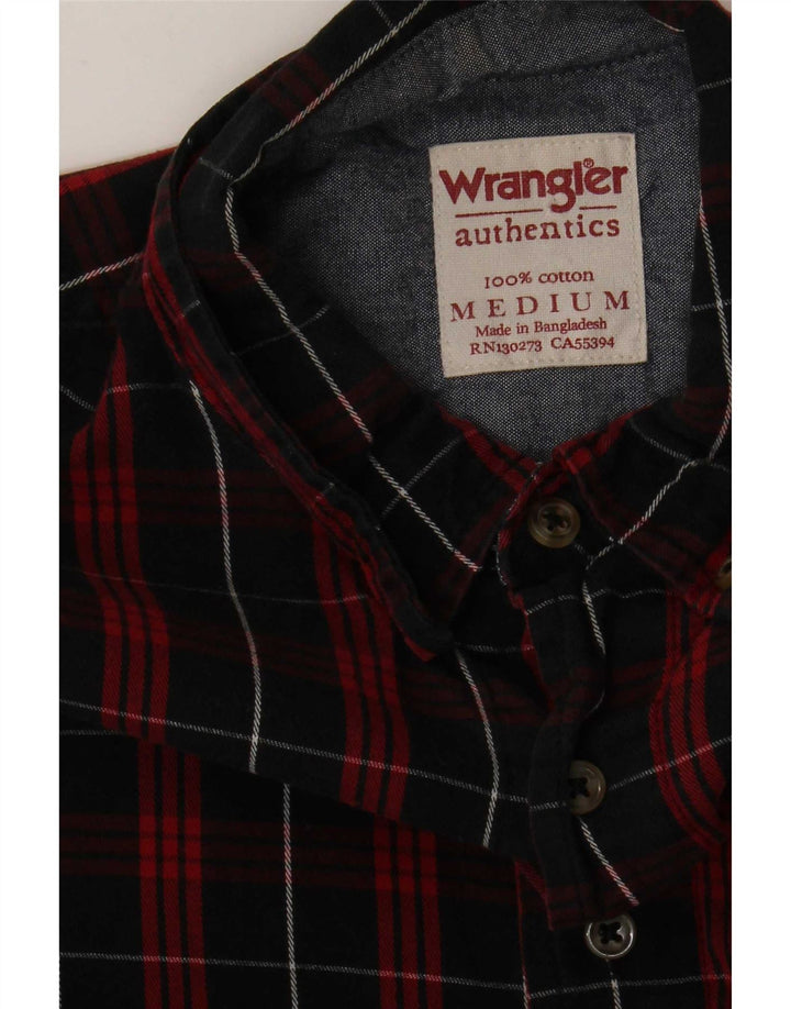 Camisa masculina de flanela Wrangler de algodão xadrez vermelho médio