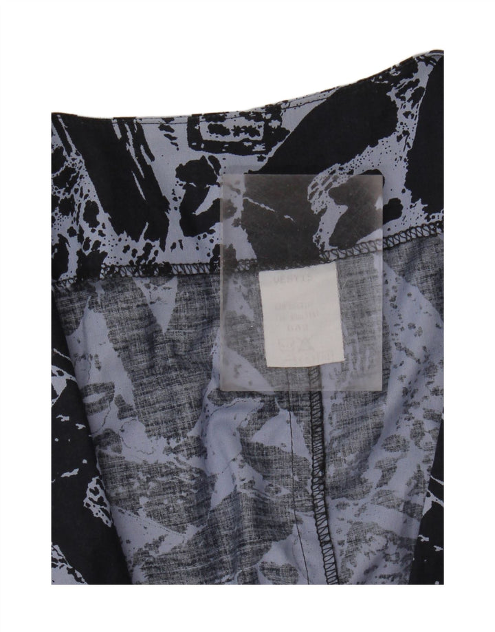 Jaqueta Blazer Feminina Vintage Reino Unido 16 Grande Azul Marinho Geométrico