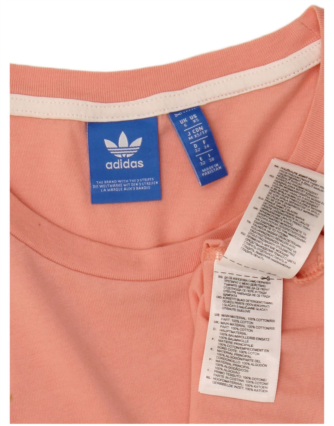 Camiseta Adidas Feminina Oversized Crop Top UK 6 XS Rosa Algodão