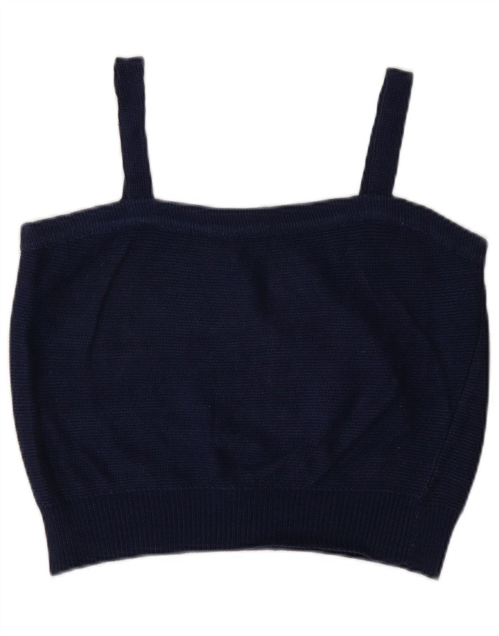 Top Cami feminino vintage UK 14 azul marinho médio