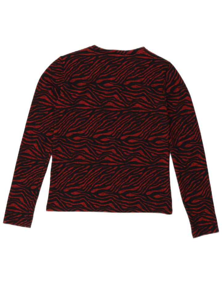 Top feminino Zara manga comprida UK 10 pequeno estampa animal vermelho