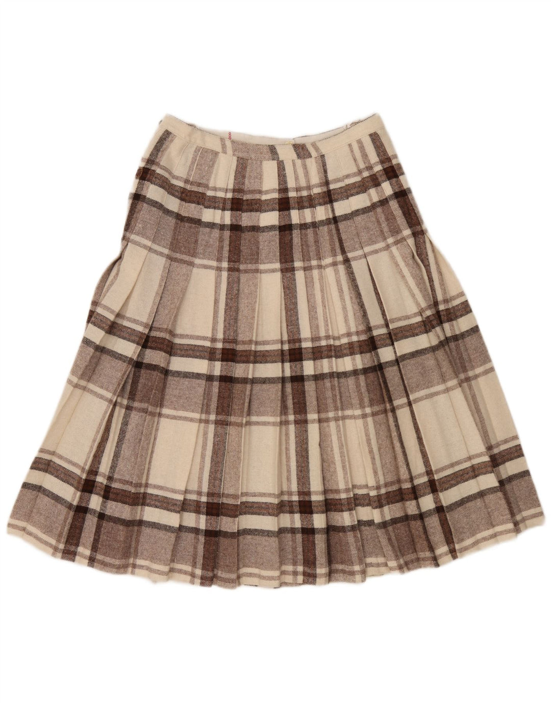 Saia feminina vintage Kilted W28 xadrez marrom médio