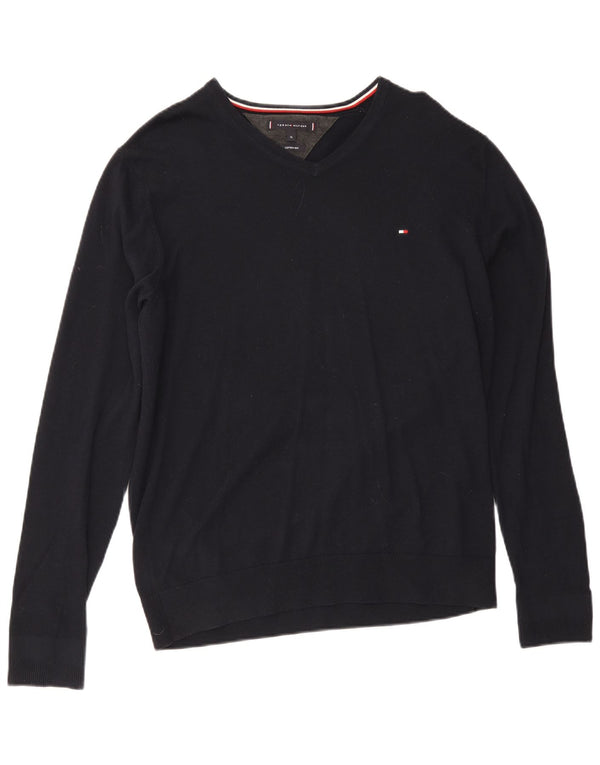 Suéter masculino Tommy Hilfiger com decote em V XL azul marinho algodão