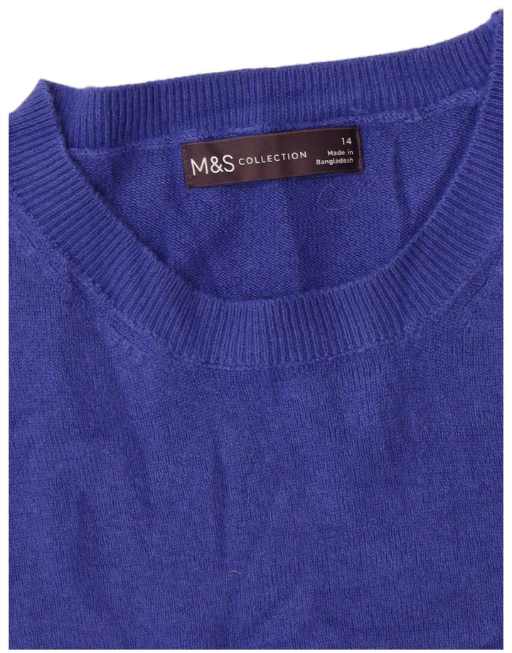 Suéter feminino Marks & Spencer com gola redonda Reino Unido 14 azul médio