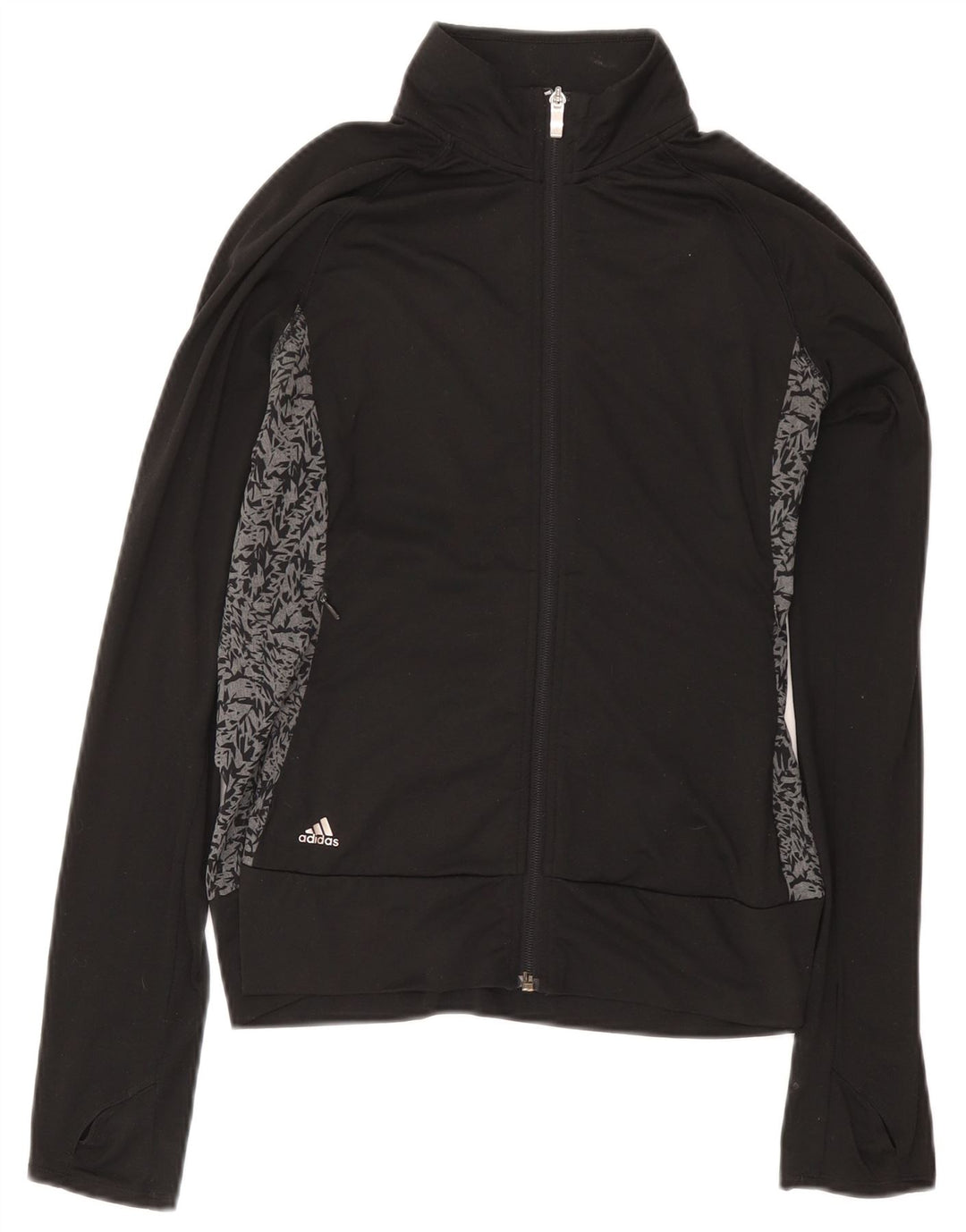 Adidas Womens Abstract Pattern Tracksuit Top Jacket UK 10 Pequeno Preto