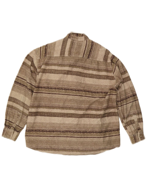 Camisa masculina vintage de flanela XL algodão listrado marrom