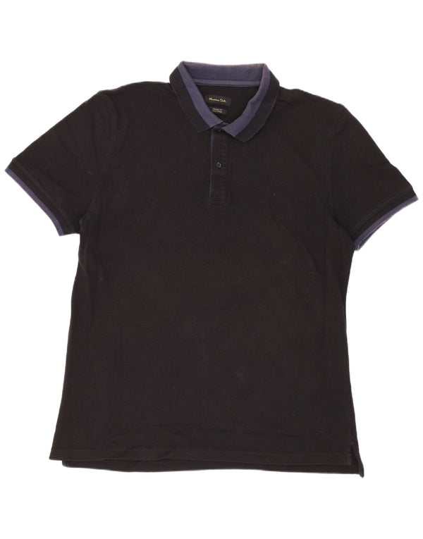 Camisa polo masculina casual Massimo Dutti XL preta colorblock