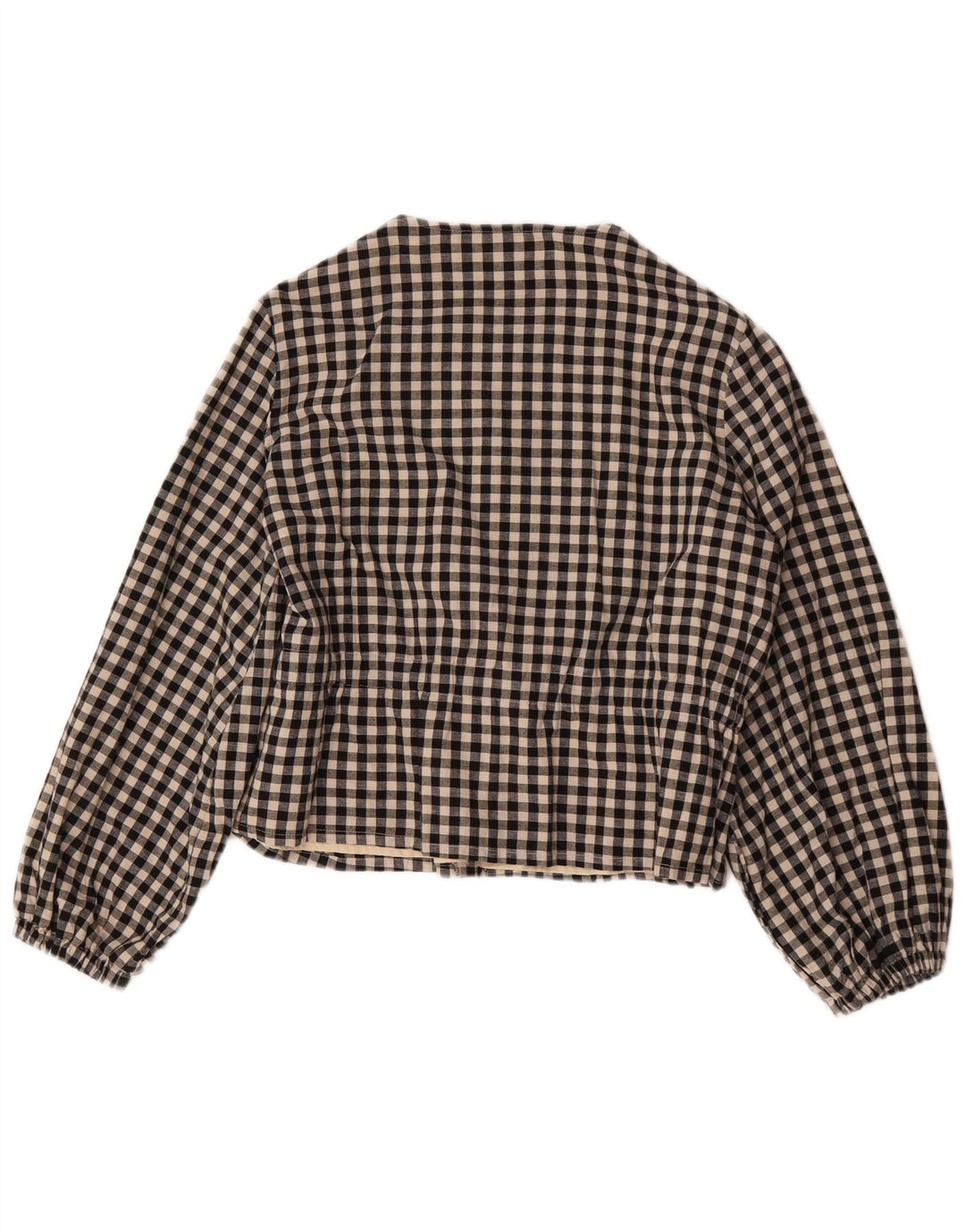 Jaqueta bomber feminina Zara Reino Unido 16 grande algodão guingão preto