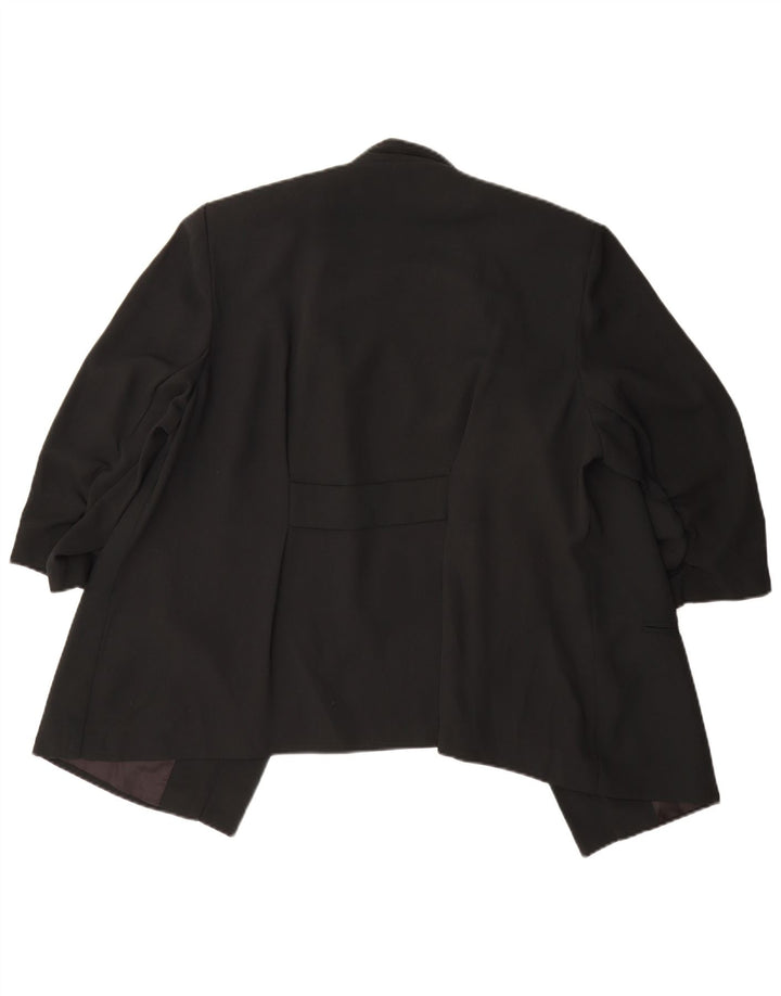 Jaqueta blazer feminina Marks & Spencer manga 3/4 aberta Reino Unido 20 2XL preta