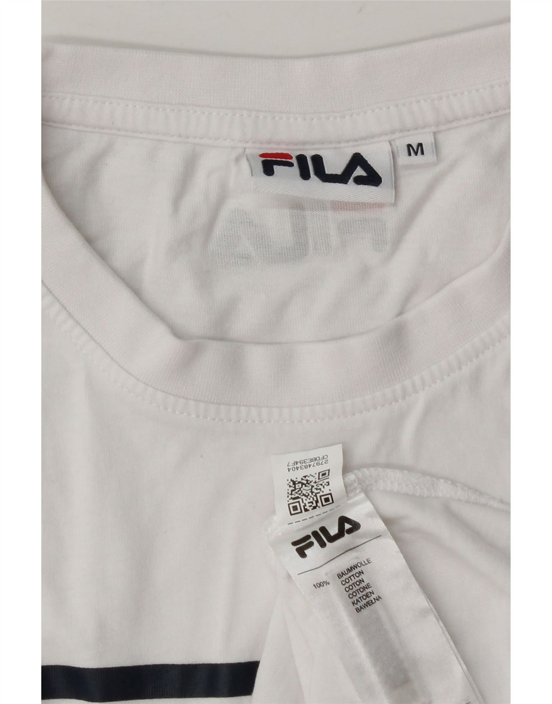 Fila Mens Graphic T-Shirt Top Médio Algodão Branco