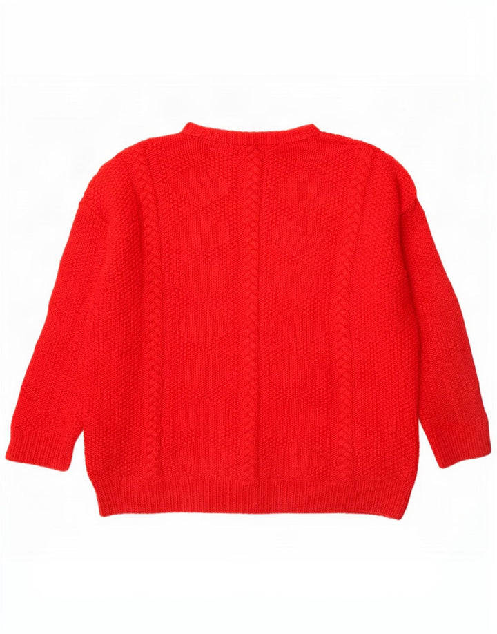 Suéter feminino vintage com gola redonda UK 16 grande vermelho