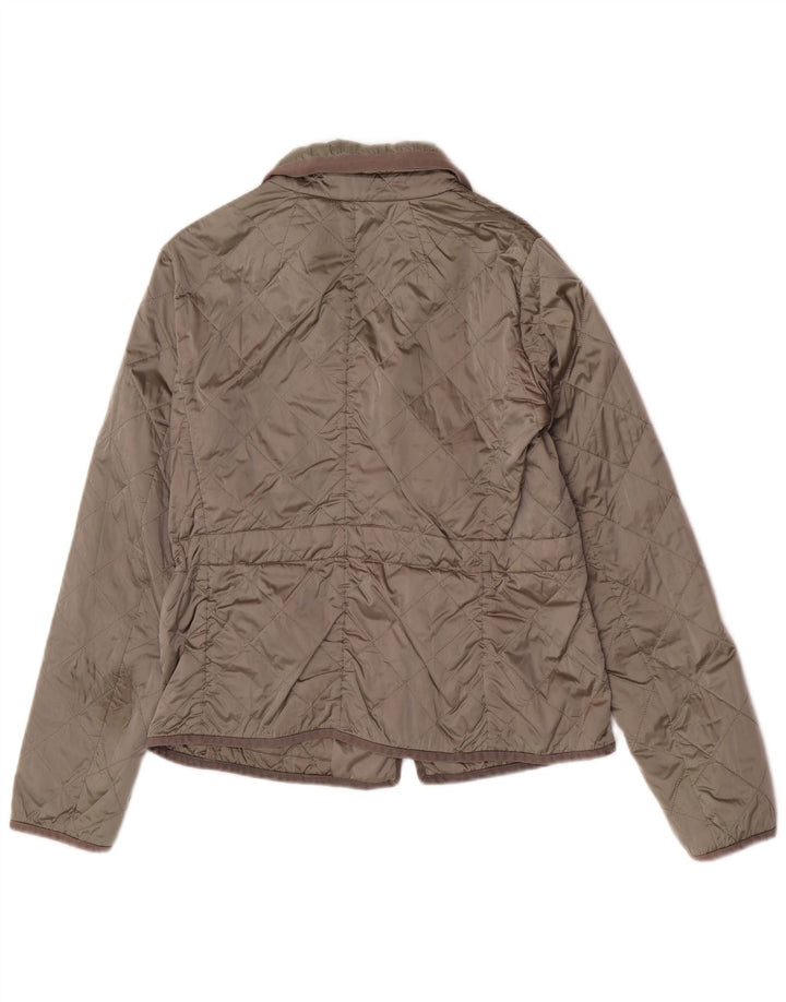 Jaqueta acolchoada feminina Max Mara UK 10 poliéster cáqui pequeno