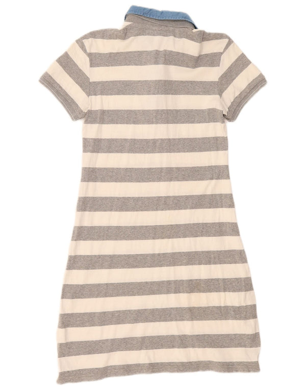 Vestido polo feminino Champion Heritage Fit UK 14 grande listrado cinza