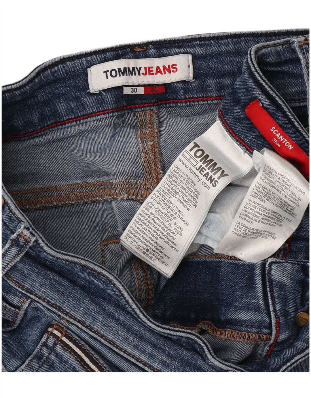 Jeans feminino Tommy Hilfiger Scanton Slim W30 L30 azul algodão