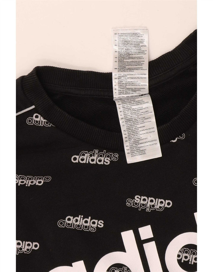 Adidas Mens Graphic Moletom Jumper Grande Algodão Preto