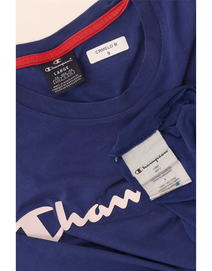 Camiseta masculina estampada Champion grande algodão azul