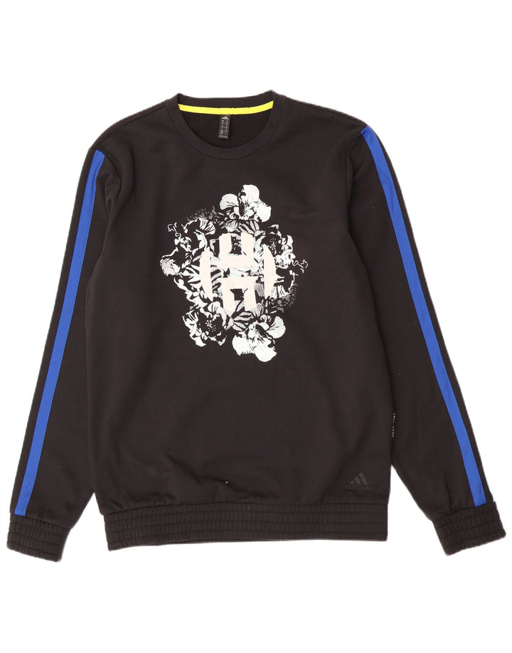 Adidas masculino gráfico moletom jumper médio preto colorblock poliéster