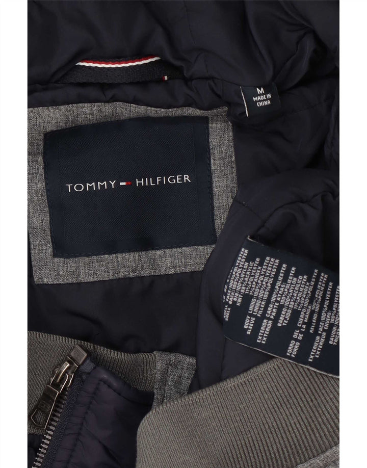 Tommy Hilfiger Suéter masculino com capuz e zíper cinza médio poliéster