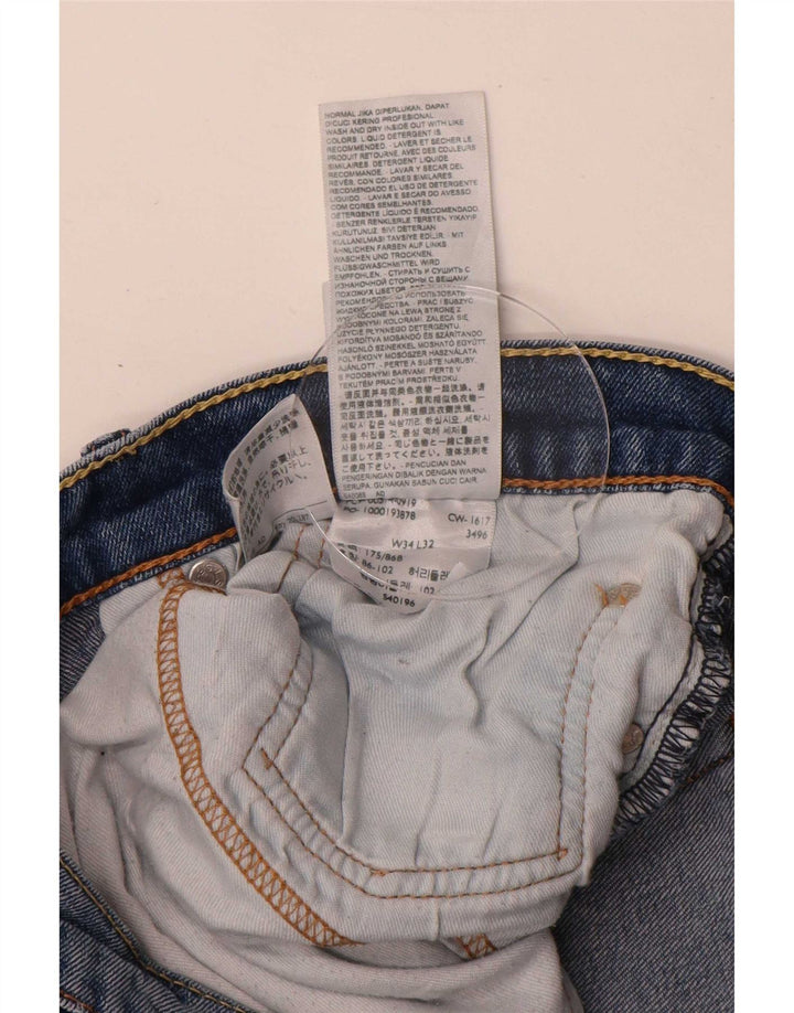 Jeans retos masculinos Levi's W34 L32 algodão azul