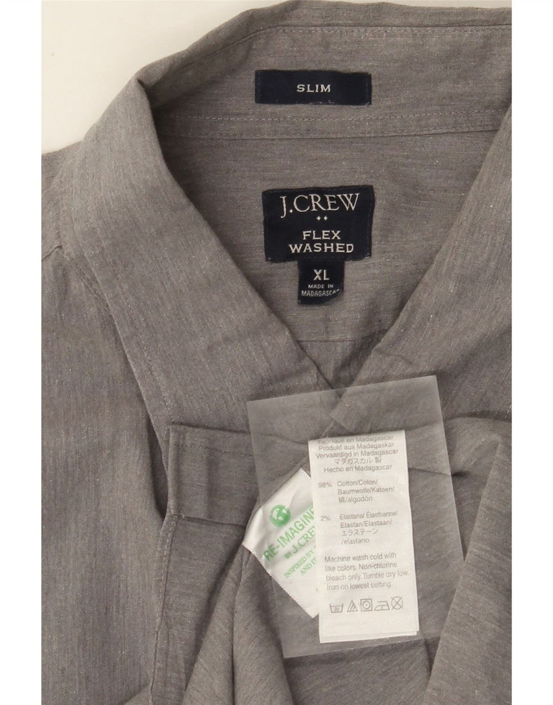 J. CREW Camisa masculina slim XL algodão cinza