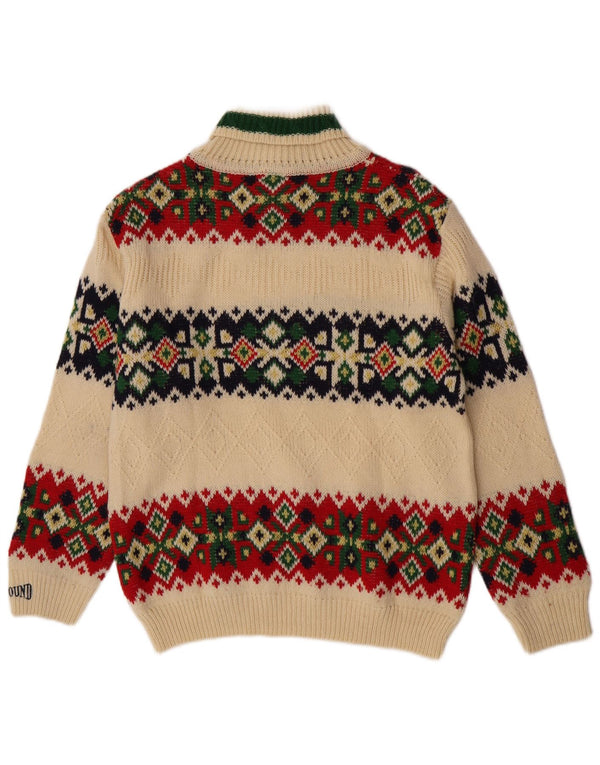 Suéter Foxhound Boys com gola redonda 15-16 anos off white Fair Isle Wool