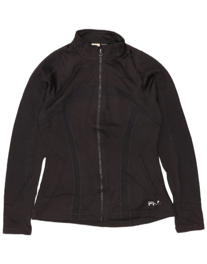 FILA Womens Tracksuit Top Jacket UK 10 Pequeno Poliéster Preto