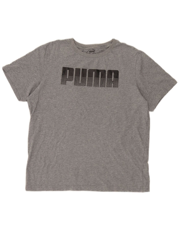 Camiseta masculina Puma Graphic Top cinza médio algodão manchado