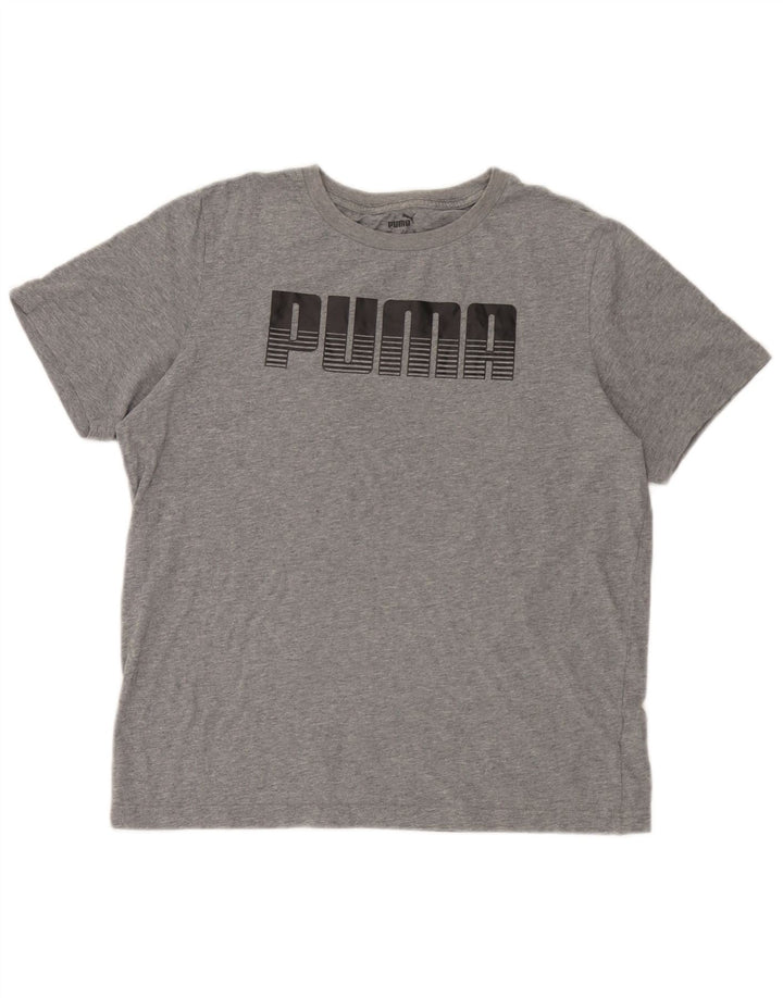Camiseta masculina Puma Graphic Top cinza médio algodão manchado