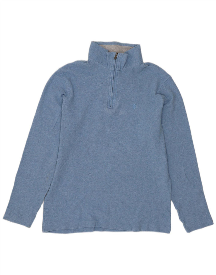 Suéter feminino IZOD com gola e zíper UK 14 azul médio