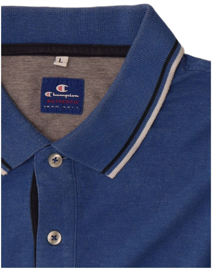Camisa polo masculina CHAMPION grande listrada azul