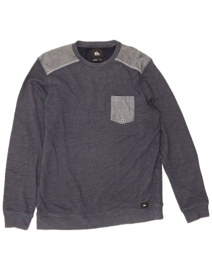 Quiksilver moletom masculino jumper grande algodão colorblock azul marinho