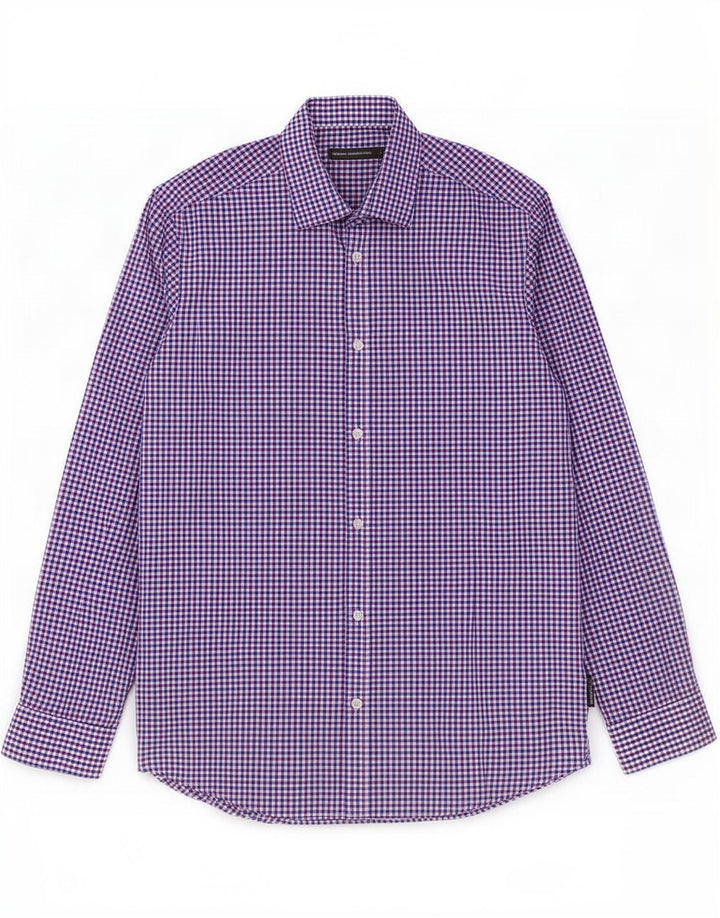 Camisa masculina de ajuste regular French Connection grande algodão guingão azul