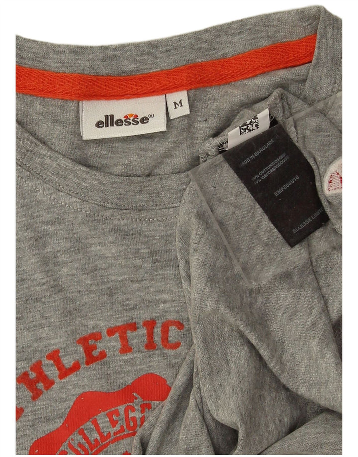 Camiseta masculina Ellesse com estampa gráfica de algodão manchado cinza médio
