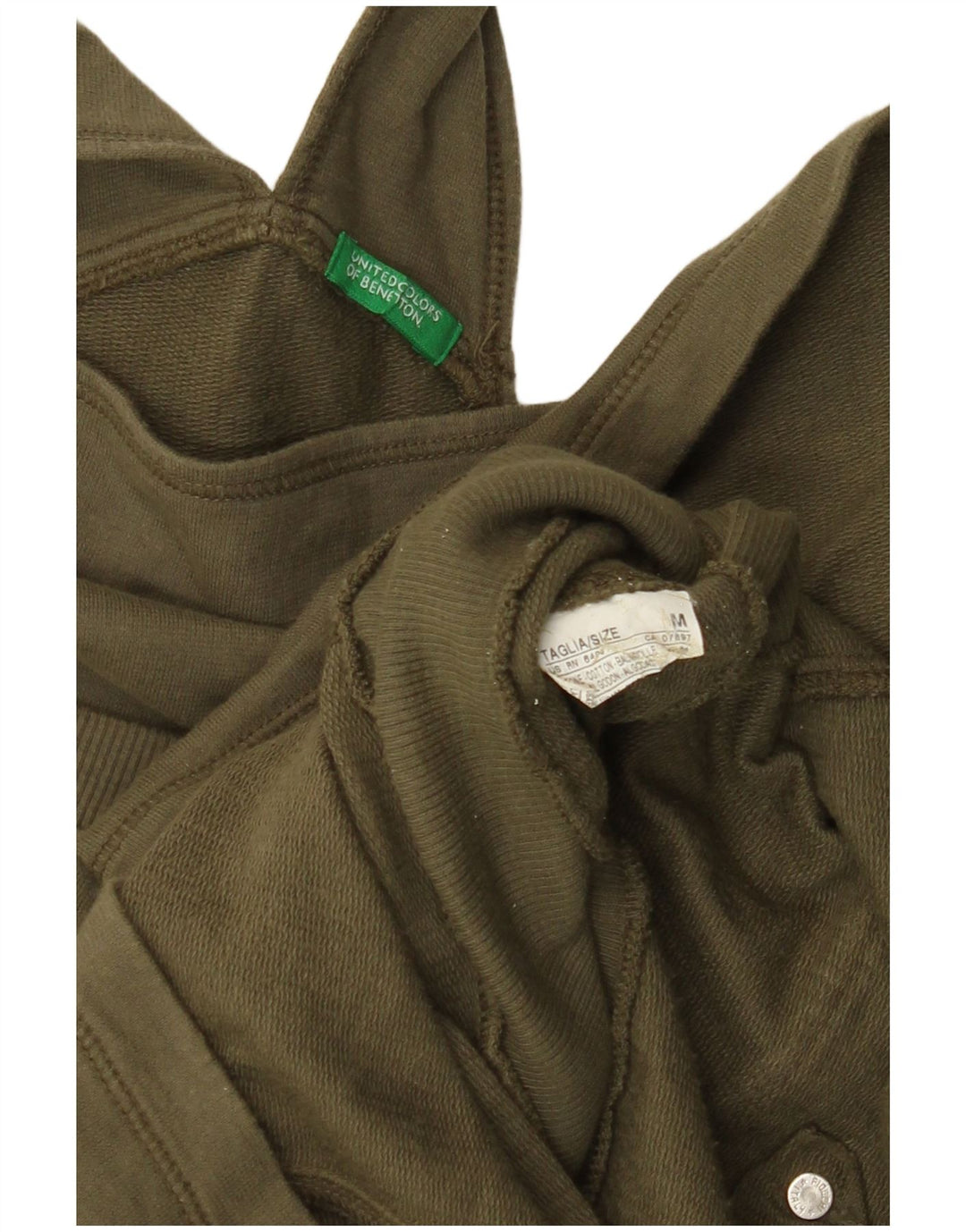 Vestido Dungaree feminino BENETTON Reino Unido 14 médio cáqui