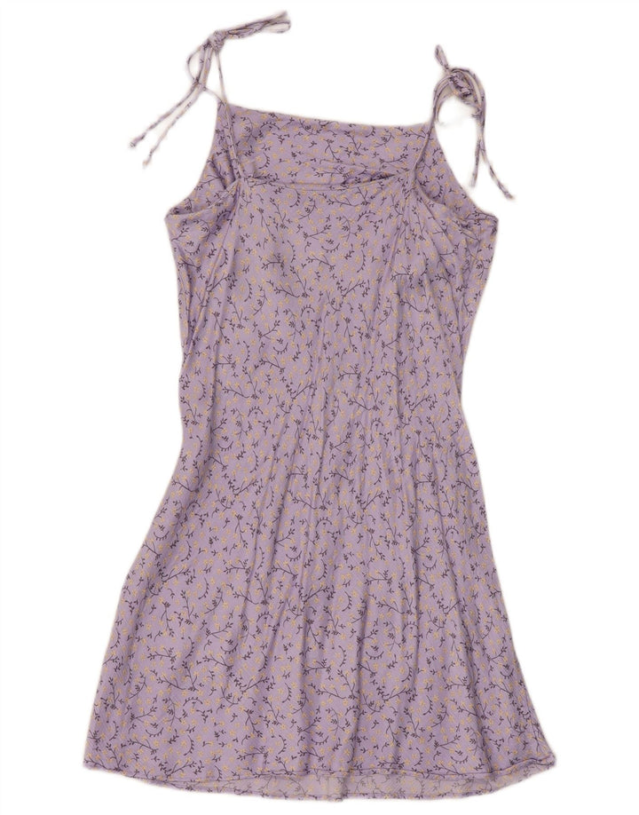 Vestido de verão feminino Zara UK 12 médio roxo floral